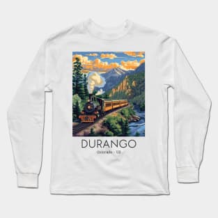 A Vintage Travel Illustration of the Durango and Silverton Narrow Gauge Railroad - Colorado - US Long Sleeve T-Shirt